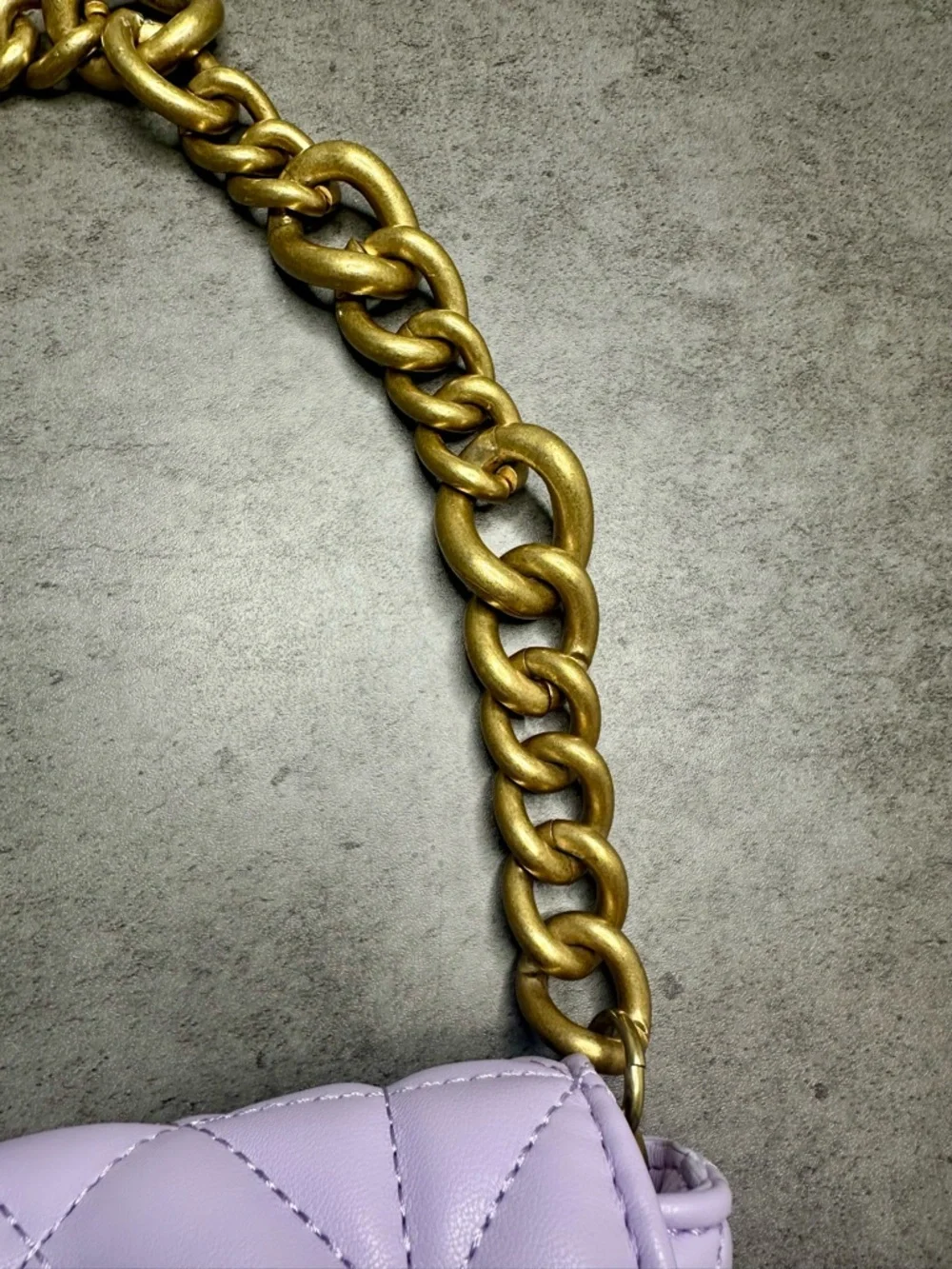 Zara Quilted Chain Shoulder Bag – Lavender – Gold Chain - Picture 2 of 4